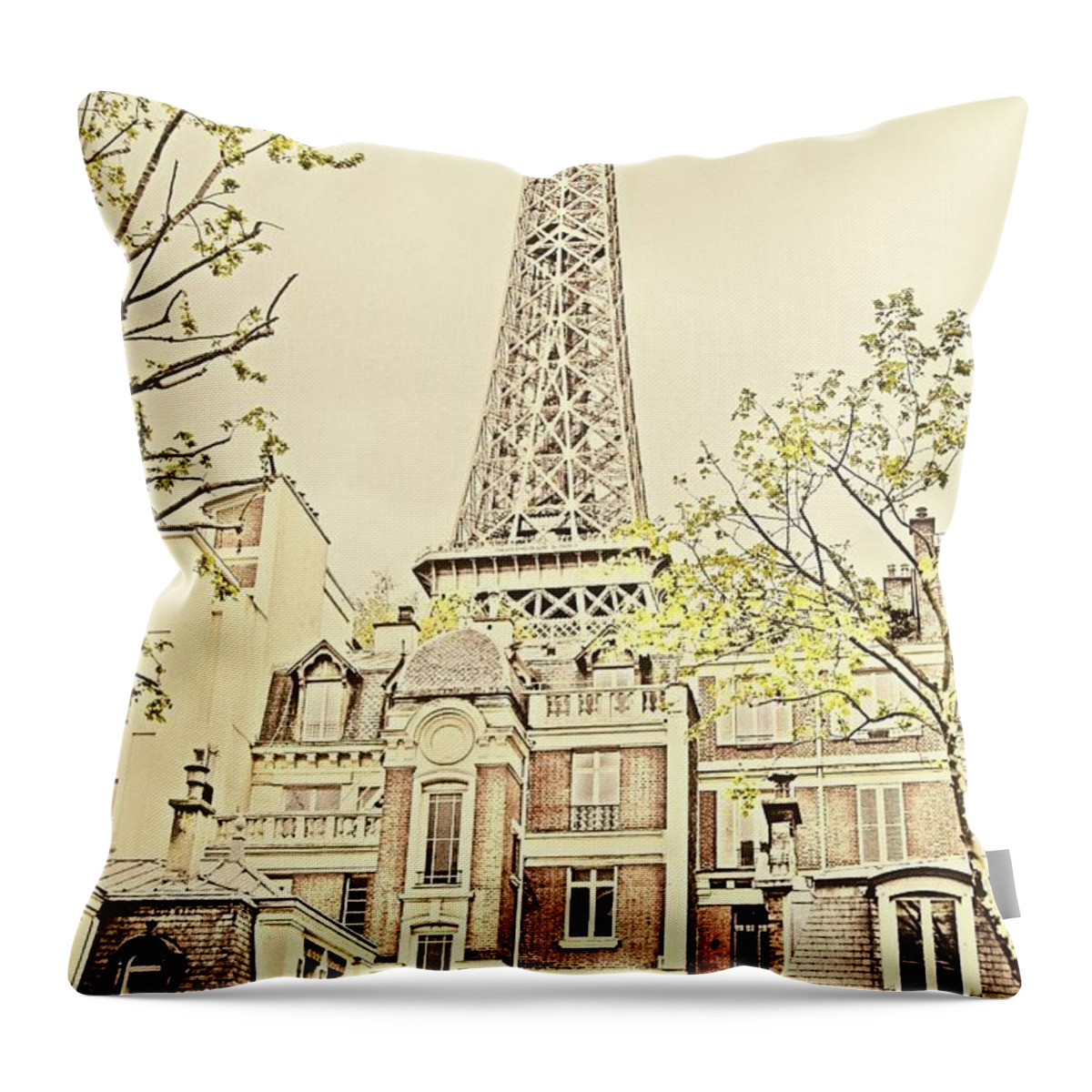 Eiffel Tower Throw Pillow featuring the photograph Above the Rooftops by Jenny Hudson