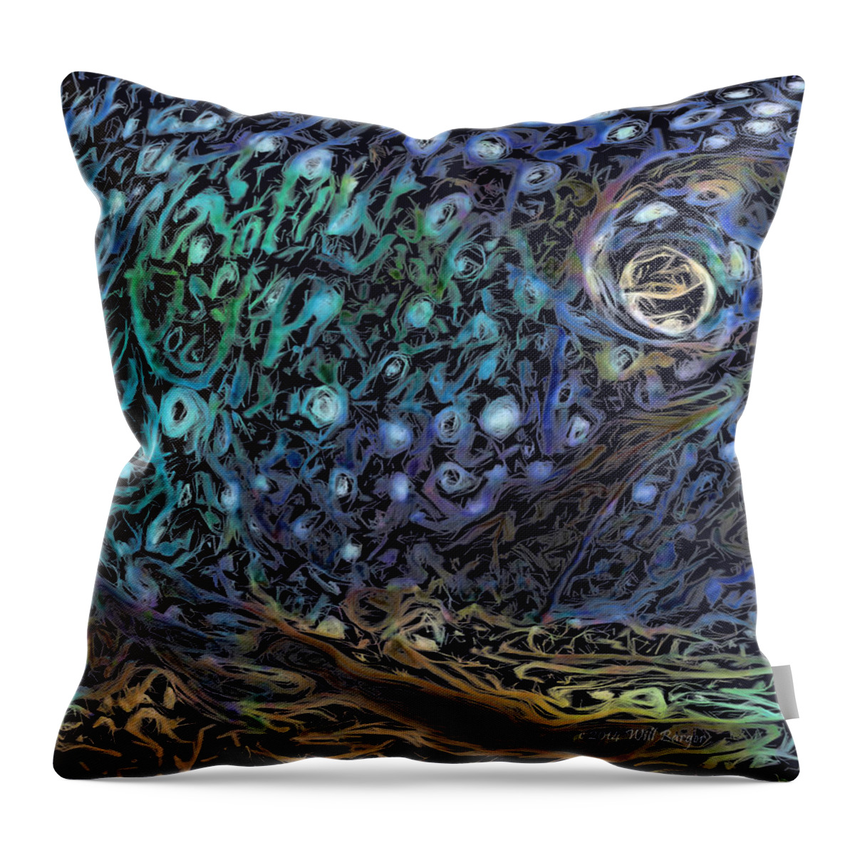 Fish Throw Pillow featuring the painting Abstract 005E by Will Barger