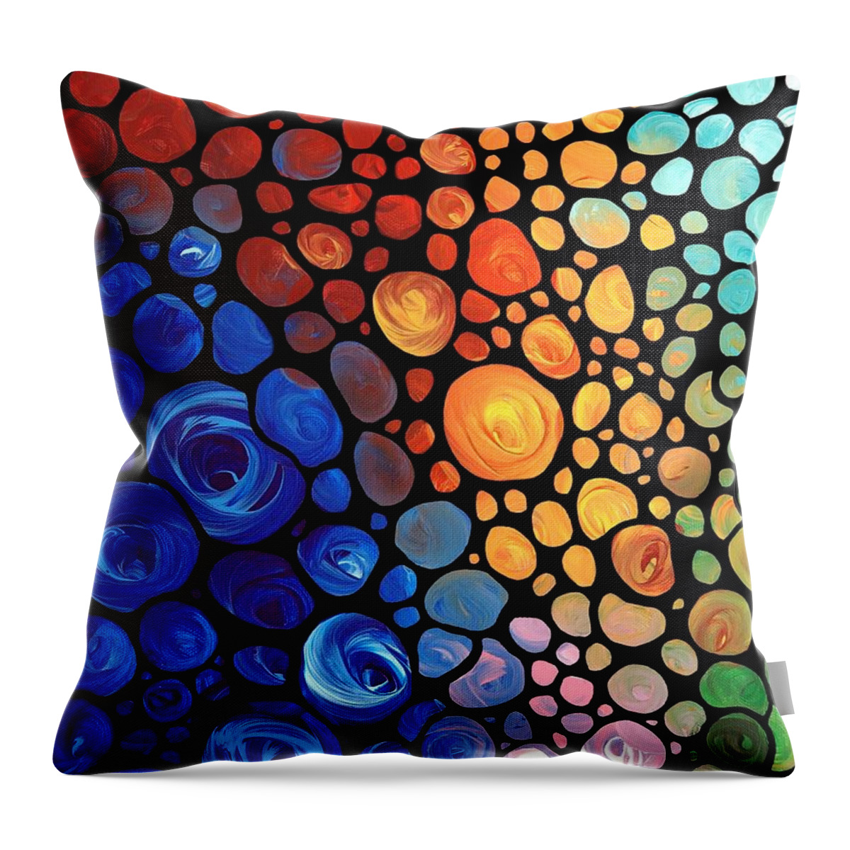 Abstract Throw Pillow featuring the painting Abstract 1 - Colorful Mosaic Art - Sharon Cummings by Sharon Cummings