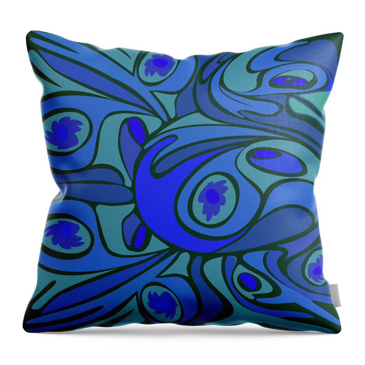 Chicken Meat Throw Pillow featuring the photograph Abstract Blue Rooster Pattern From Side by Charles Harker