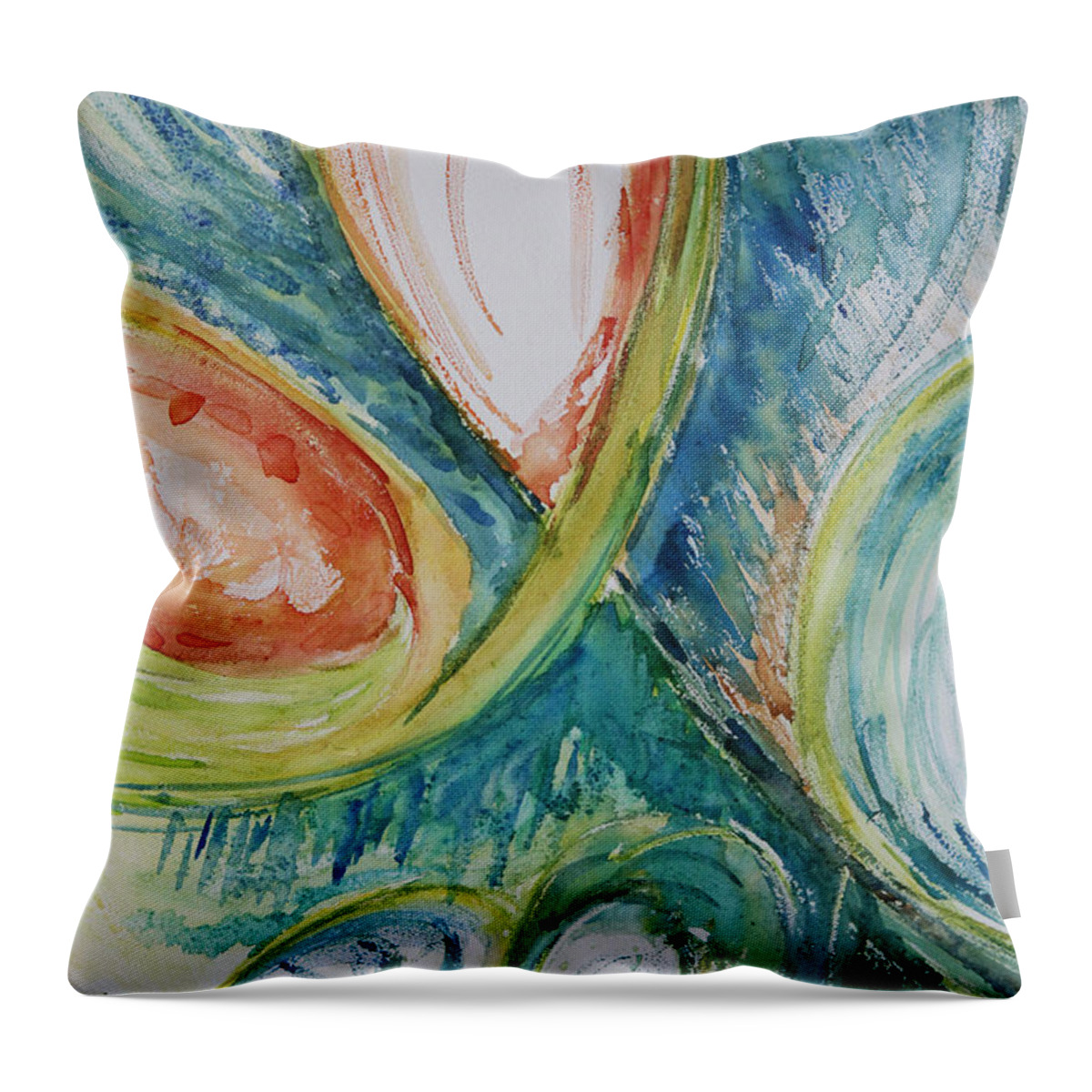 Watercolor Painting Throw Pillow featuring the painting Abstract Chaos by Carrie Godwin
