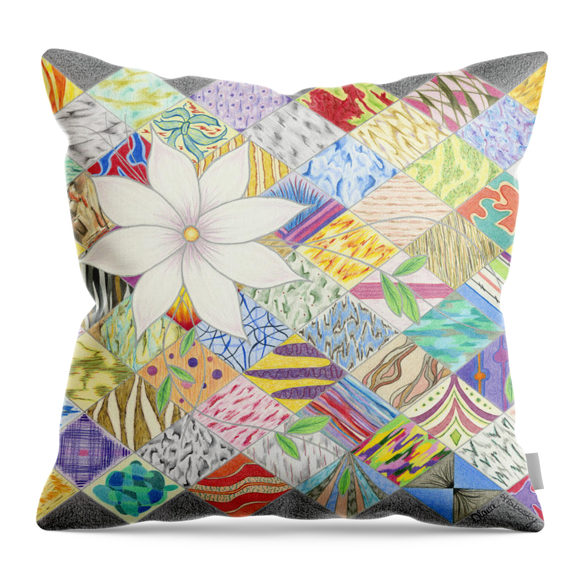 Colored Pencil Throw Pillow featuring the drawing Abstract Collection by Diana Hrabosky