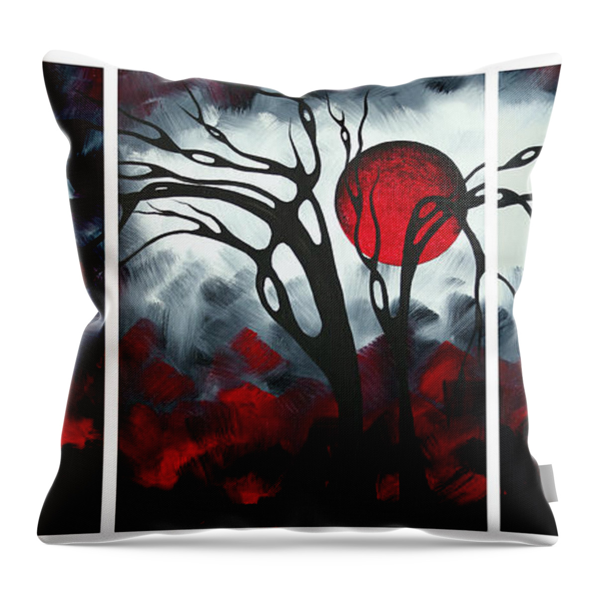 Abstract Throw Pillow featuring the painting Abstract Gothic Art Original Landscape Painting IMAGINE by MADART by Megan Aroon