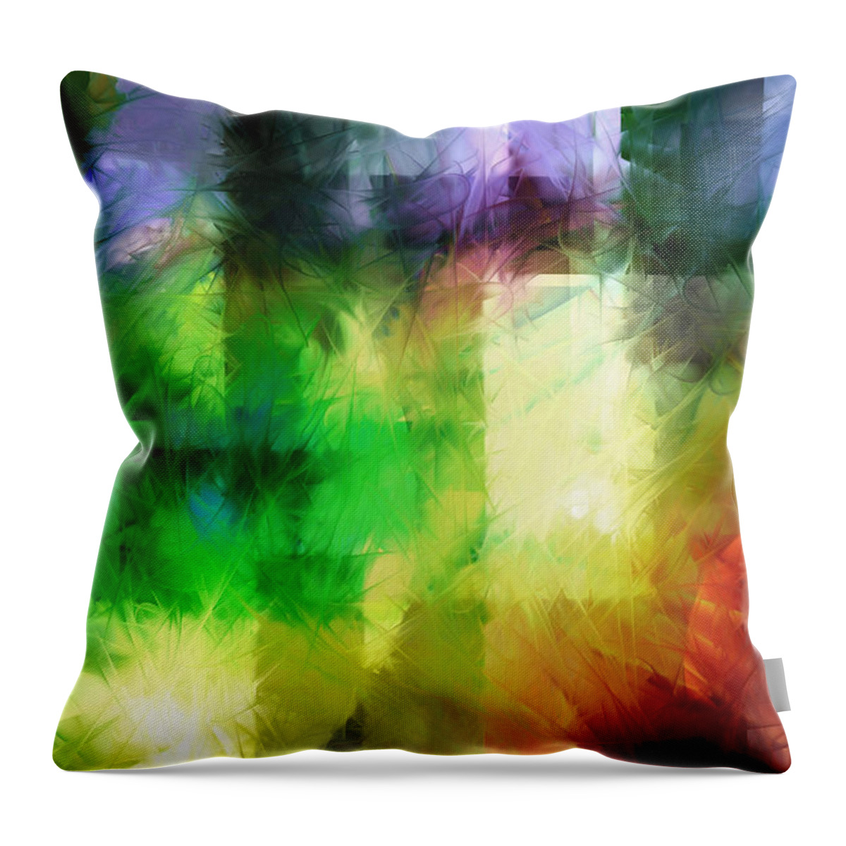 Abstract Throw Pillow featuring the painting Abstract in Primary by Curtiss Shaffer