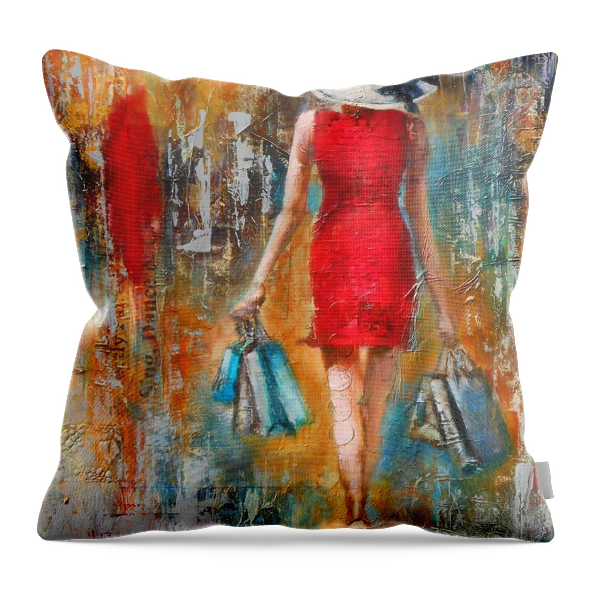 Lady Throw Pillow featuring the painting Abstract Lady 6 by Susan Goh