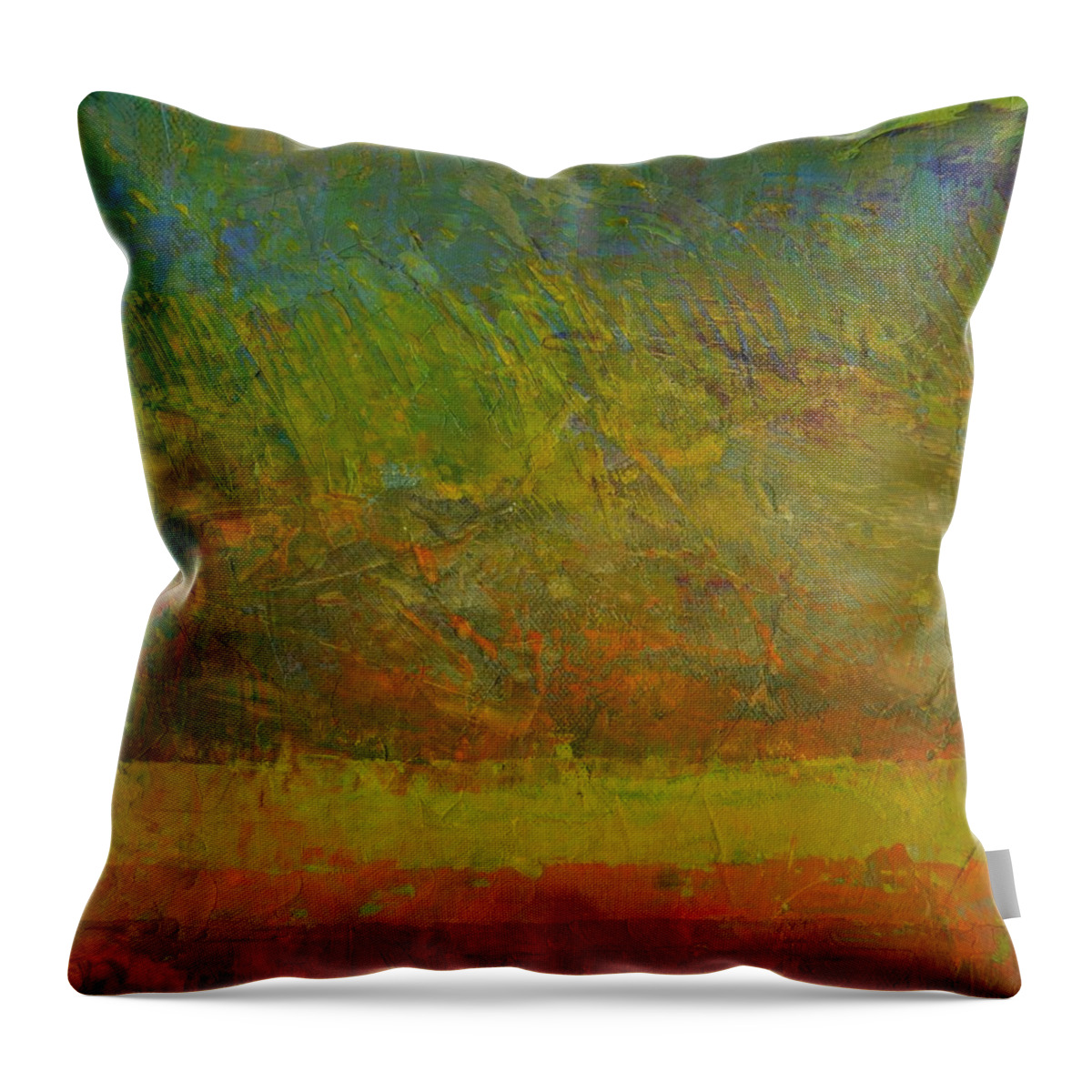 Stripes Throw Pillow featuring the painting Abstract Landscape Series - Golden Dawn by Michelle Calkins