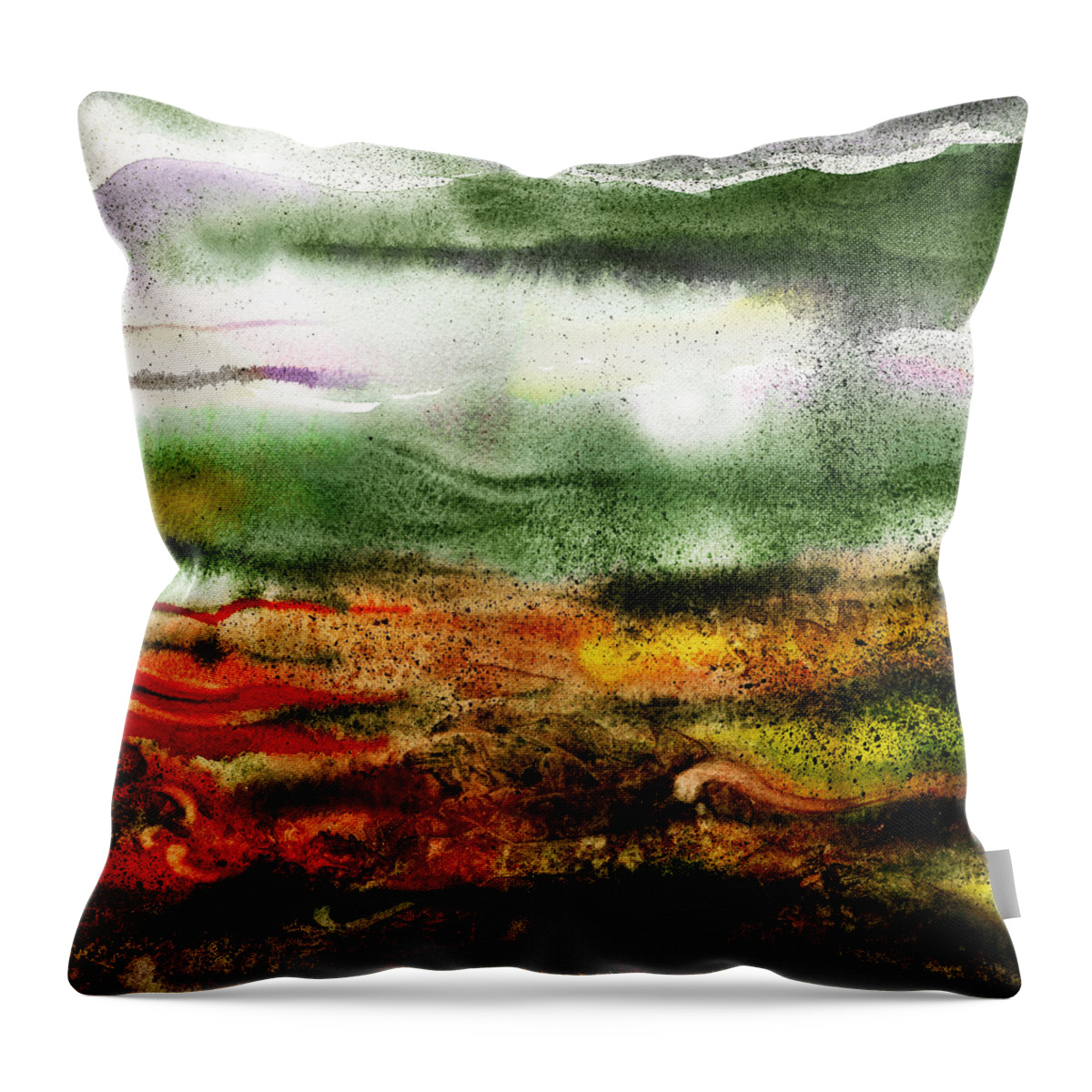 Abstract Throw Pillow featuring the painting Abstract Landscape Sunrise Sunset by Irina Sztukowski