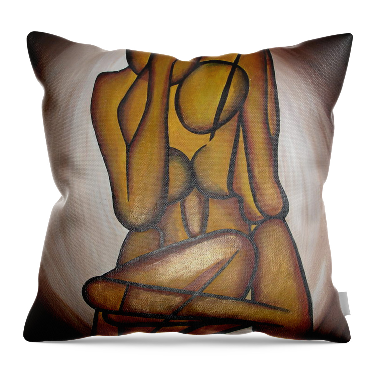 Abstract Throw Pillow featuring the painting Abstract Lovers by Taiche Acrylic Art
