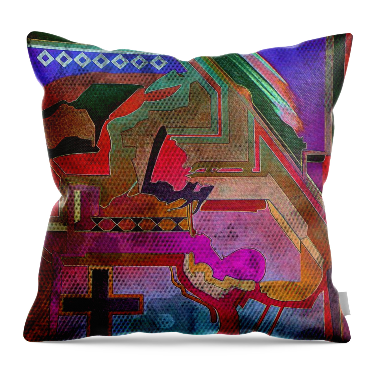 Abstract Throw Pillow featuring the painting Abstract on a Navajo Theme by Scott Kingery
