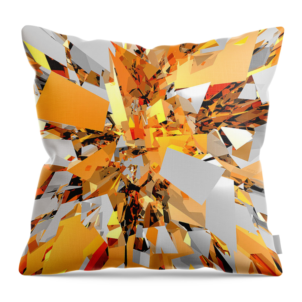 Orange Throw Pillow featuring the digital art Abstract Orange Shapes Cluster by Phil Perkins