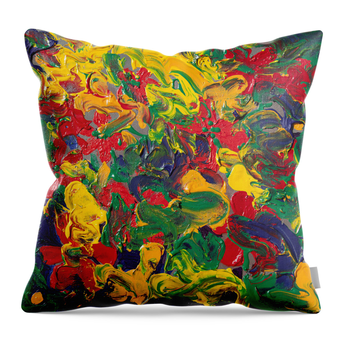 Abstract Throw Pillow featuring the painting Abstract Painting - Color Explosion by Portraits By NC
