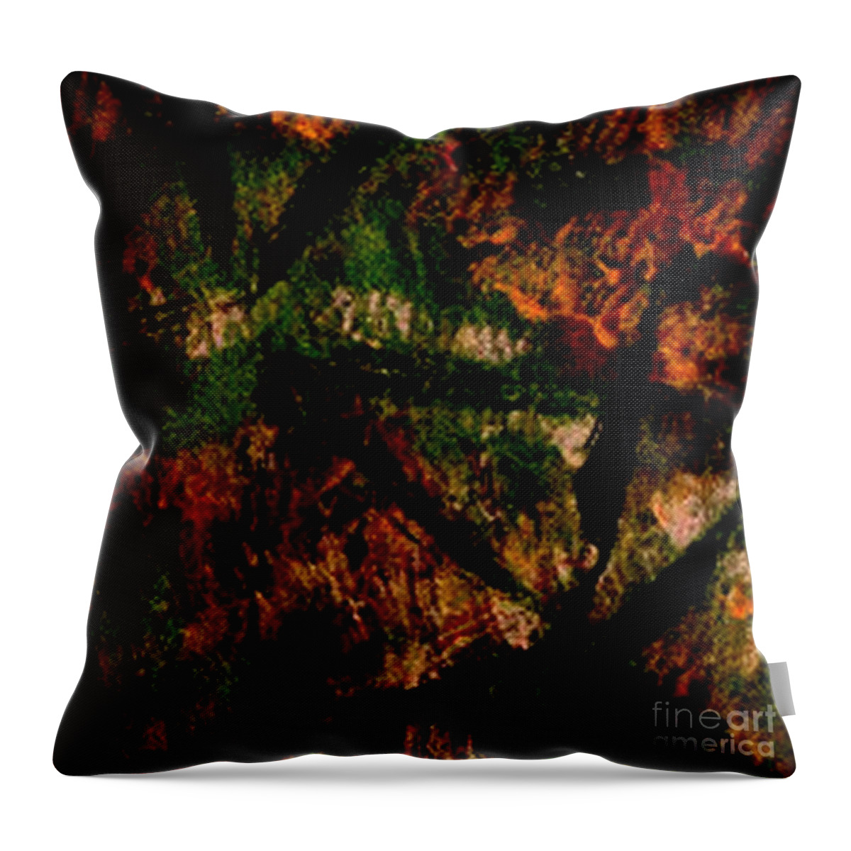 Abstract Colorful Painting Abstract Palm Leaf Effect By Jd Throw Pillow featuring the painting Abstract Palm Leaf by James Daugherty