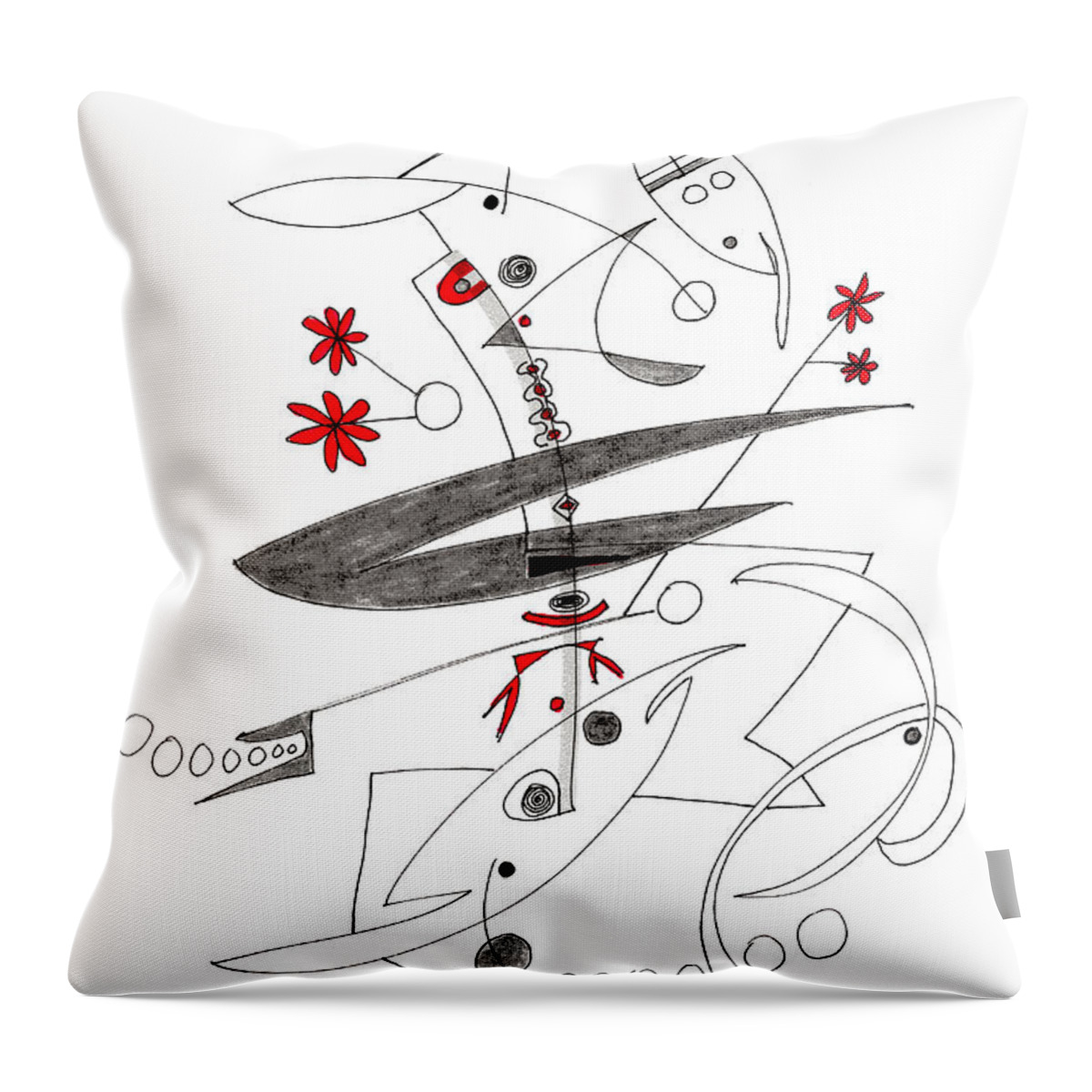 Abstract Throw Pillow featuring the drawing Abstract Pen Drawing Seventy-Eight by Lynne Taetzsch