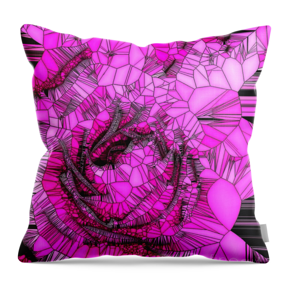 Rose Throw Pillow featuring the photograph Abstract Pink Rose Mosaic by Saundra Myles