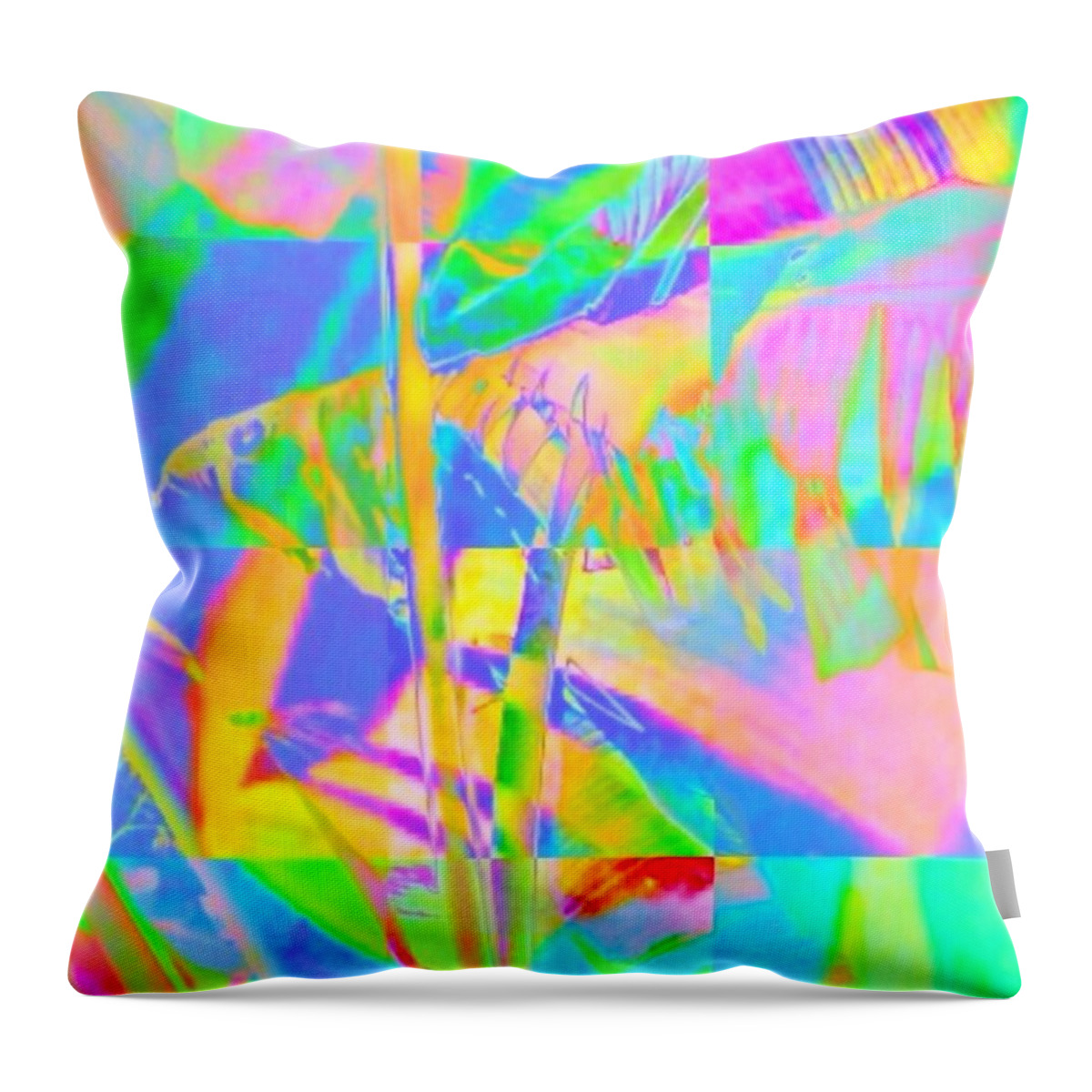 Sharkcrossing Throw Pillow featuring the digital art V Bright Abstracted Banana Leaf - Vertical by Lyn Voytershark