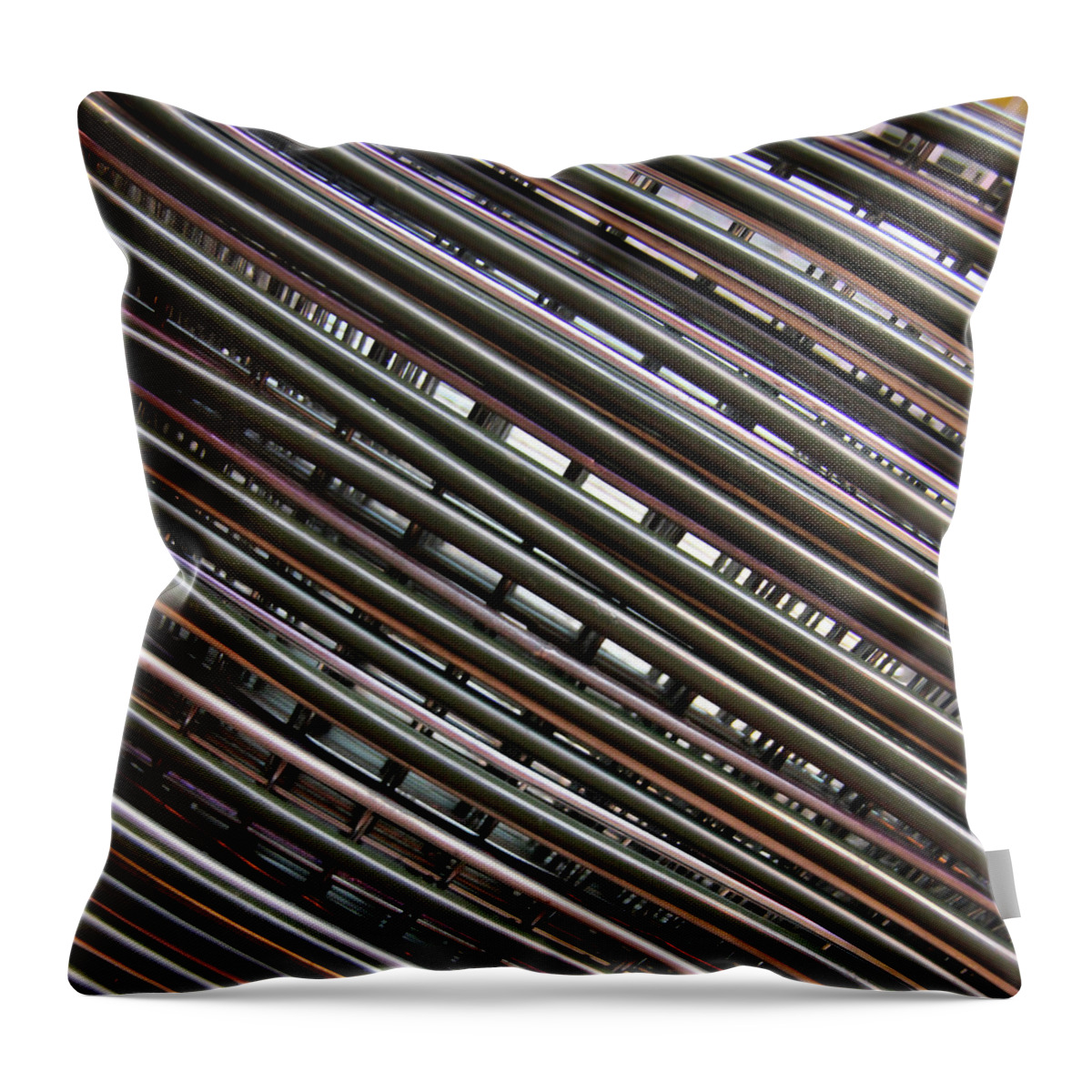In A Row Throw Pillow featuring the photograph Abstract View Of Shopping Baskets by Andrea Kennard Photography