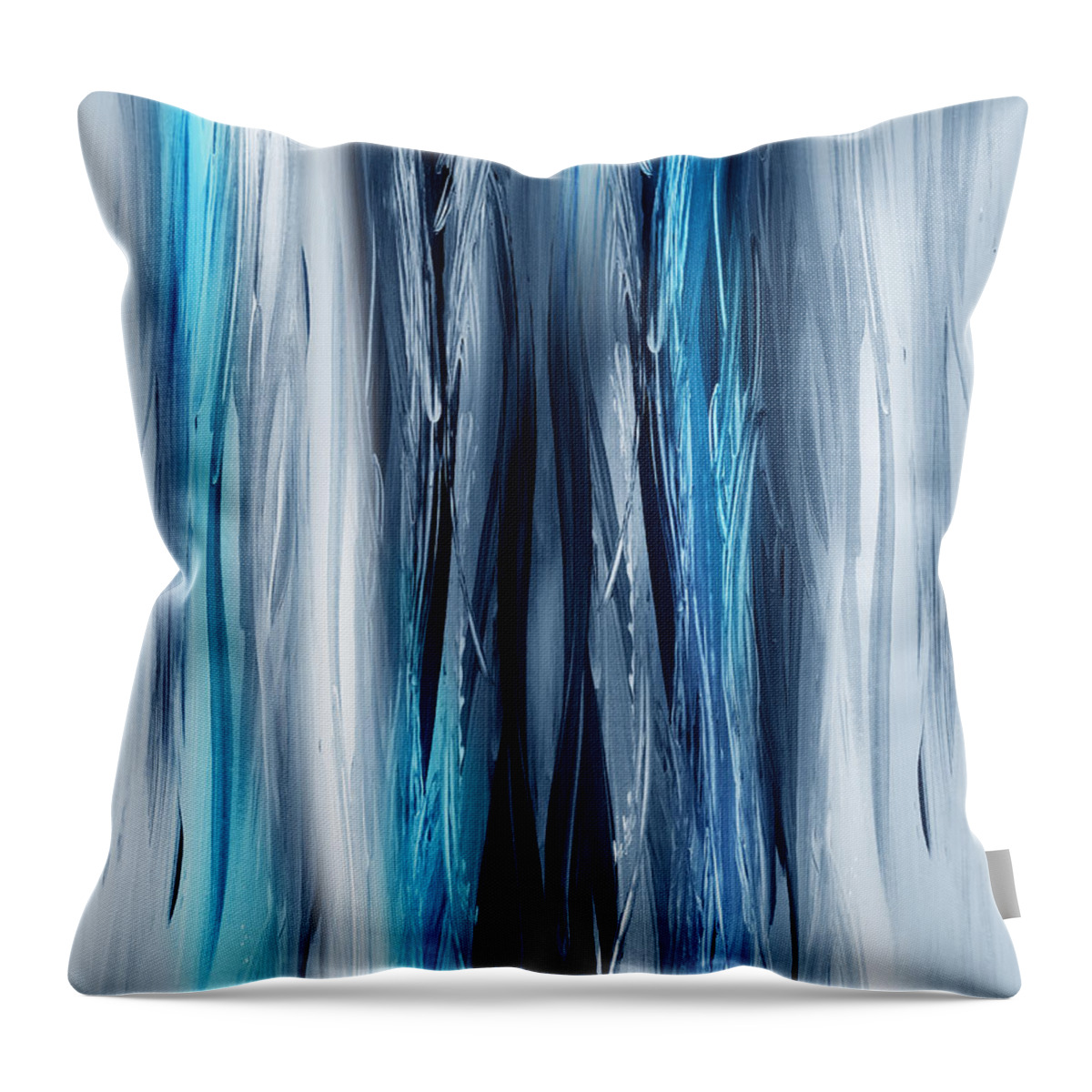 Waterfall Throw Pillow featuring the painting Abstract Waterfall Turquoise Flow by Irina Sztukowski