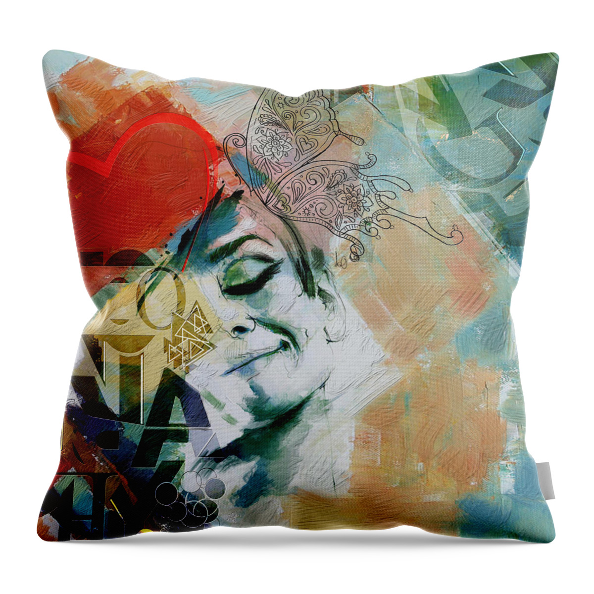 Women Throw Pillow featuring the painting Abstract Women 008 by Corporate Art Task Force