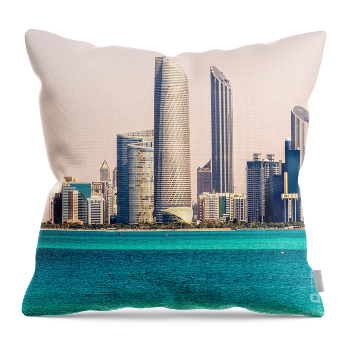 Emirates Throw Pillow featuring the photograph Abu Dhabi Skyline - United Arab Emirates by Luciano Mortula