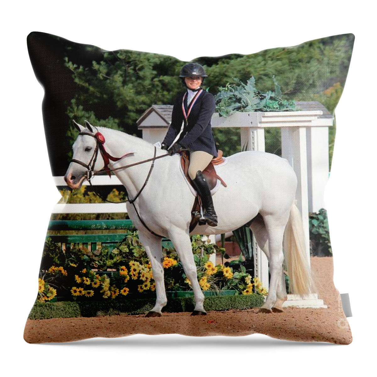 Horse Throw Pillow featuring the photograph Ac-hunter12 by Janice Byer