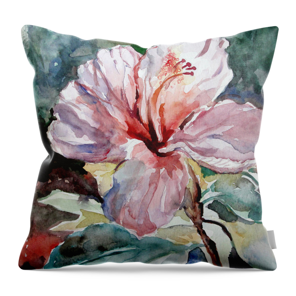 Flowers Throw Pillow featuring the painting Accented Hibiscus by Mafalda Cento