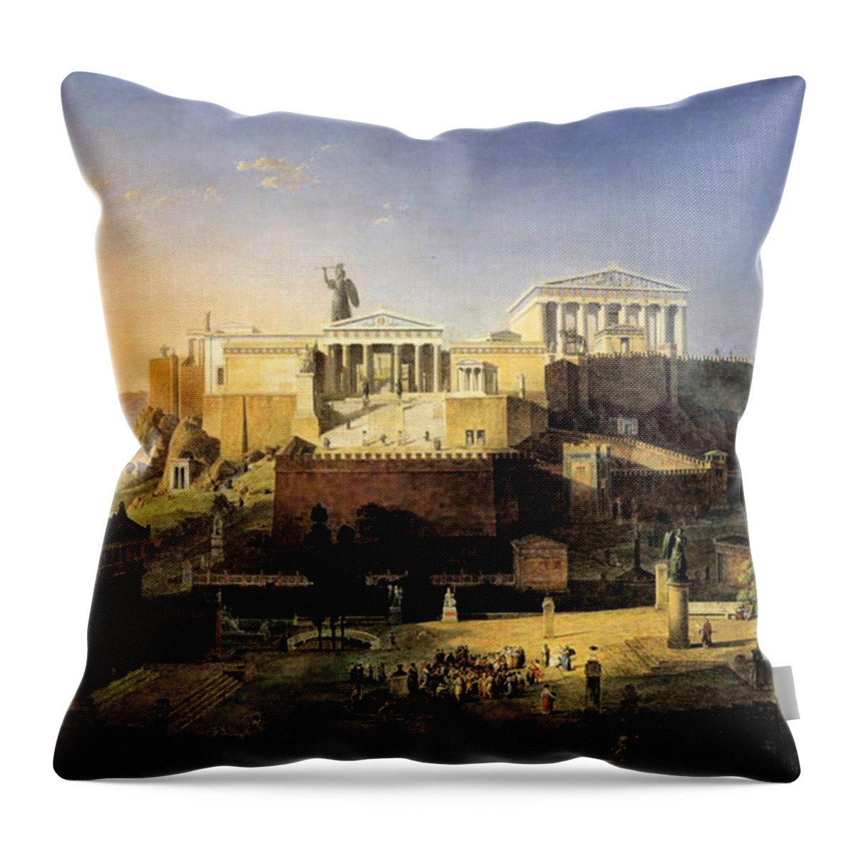 Acropolis Throw Pillow featuring the painting Acropolis of Athens by Leo von Klenze