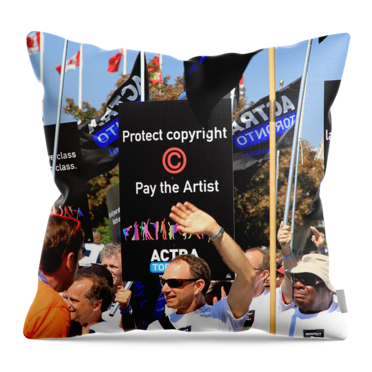 Actra Throw Pillow featuring the photograph ACTRA Toronto Union Members by Valentino Visentini