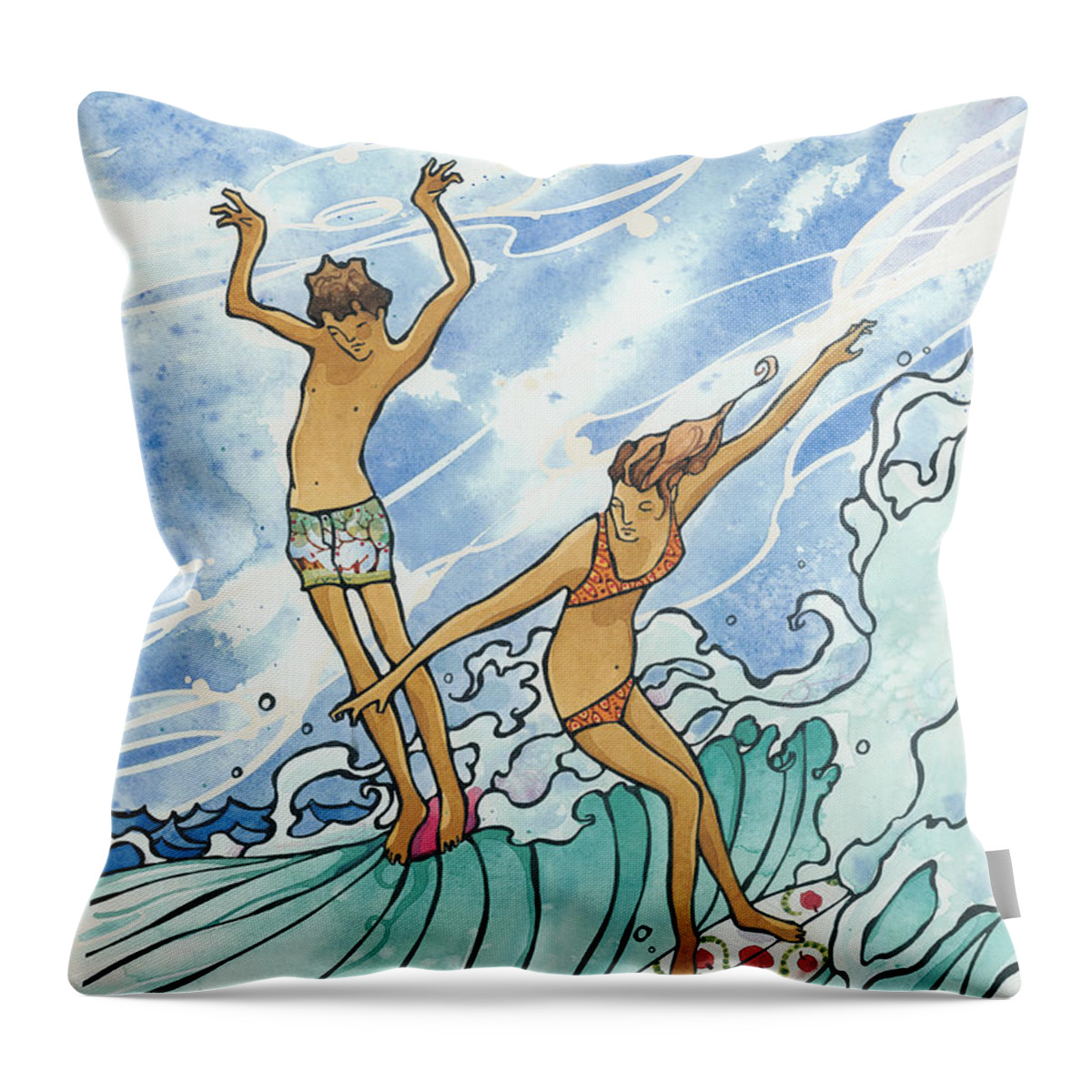 Fine Art Throw Pillow featuring the painting Adam and Eve by Harry Holiday