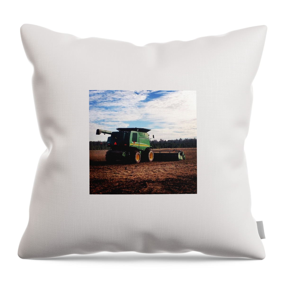 Farm Throw Pillow featuring the photograph Adam Riding With Dave Combining Beans by Jenna Lindquist