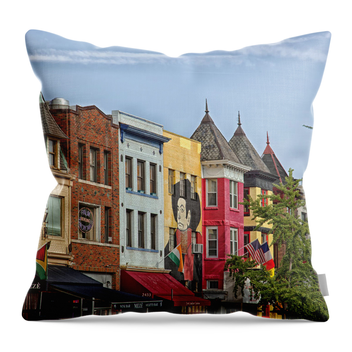 Washington D.c. Throw Pillow featuring the photograph Adams Morgan Neighborhood in Washington D.C. by Mountain Dreams