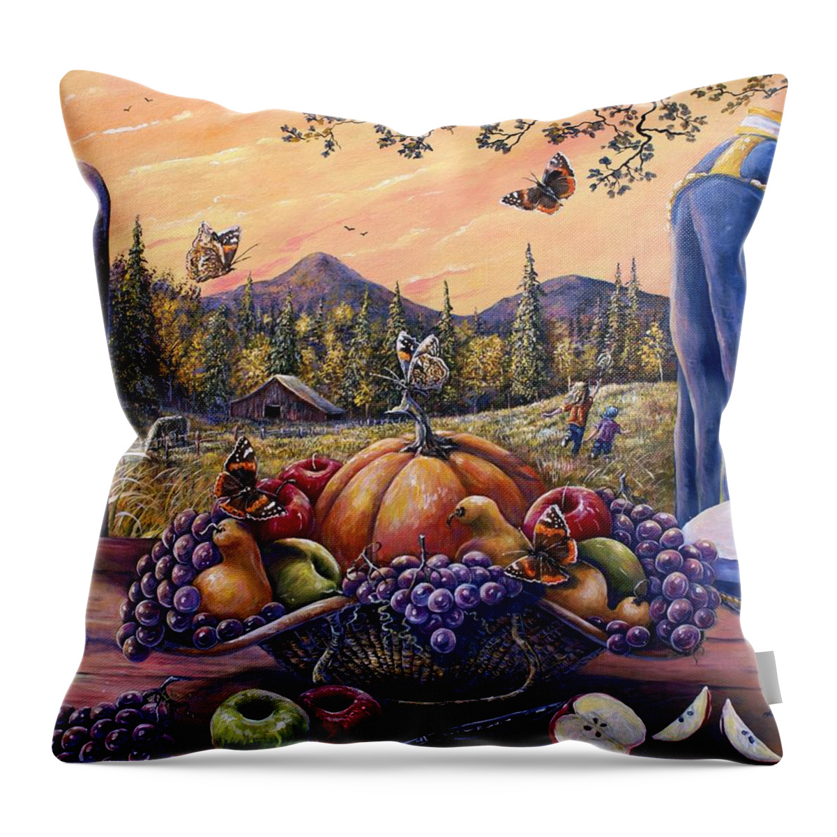 Farm Throw Pillow featuring the painting Admirals Harvest by Gail Butler