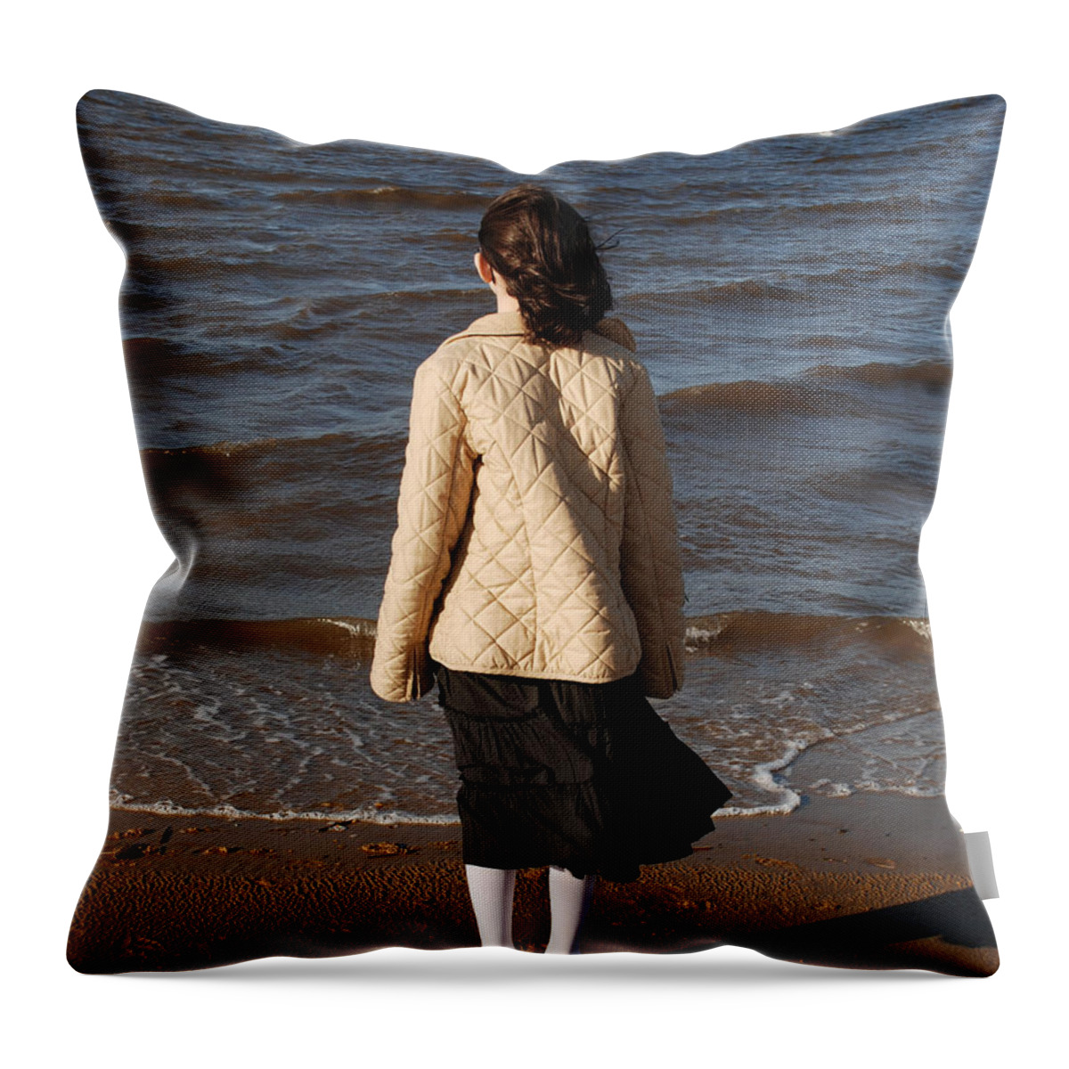 Girl Throw Pillow featuring the photograph Admiring the Ocean by Richard Bryce and Family