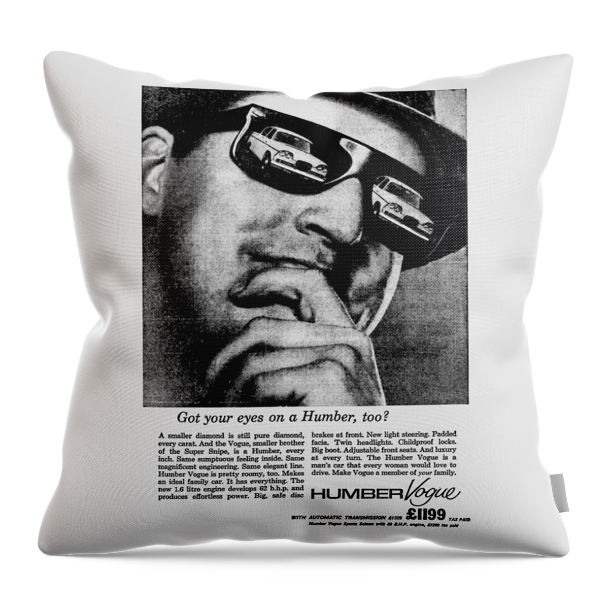Richard Reeve Throw Pillow featuring the photograph Advert - 1964 Humber Vogue by Richard Reeve
