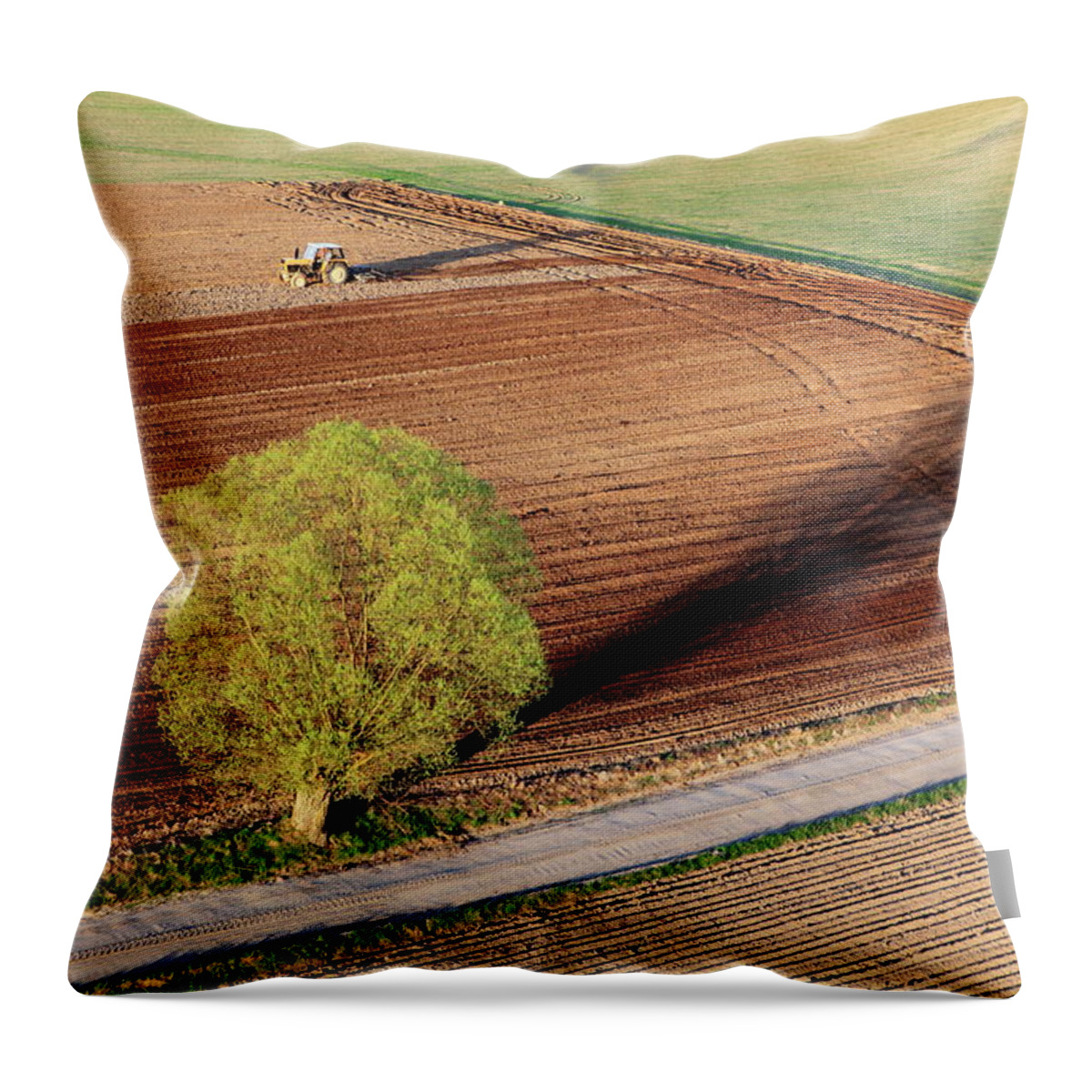 Grass Throw Pillow featuring the photograph Aerial Photo Of Farmland by Dariuszpa