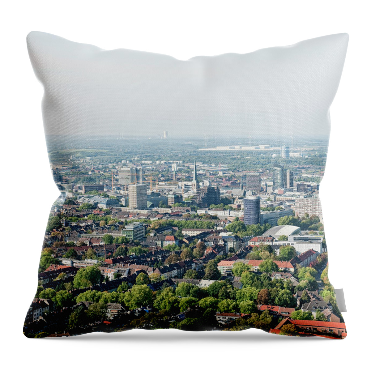 Forecasting Throw Pillow featuring the photograph Aerial View Of City by Johner Images - Laurell, Philip