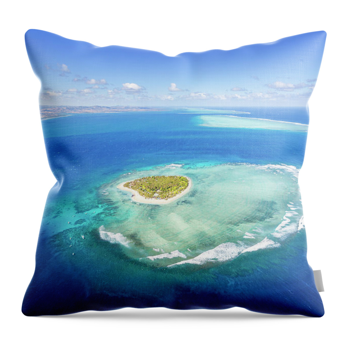 Tranquility Throw Pillow featuring the photograph Aerial View Of Heart Shaped Island by Matteo Colombo
