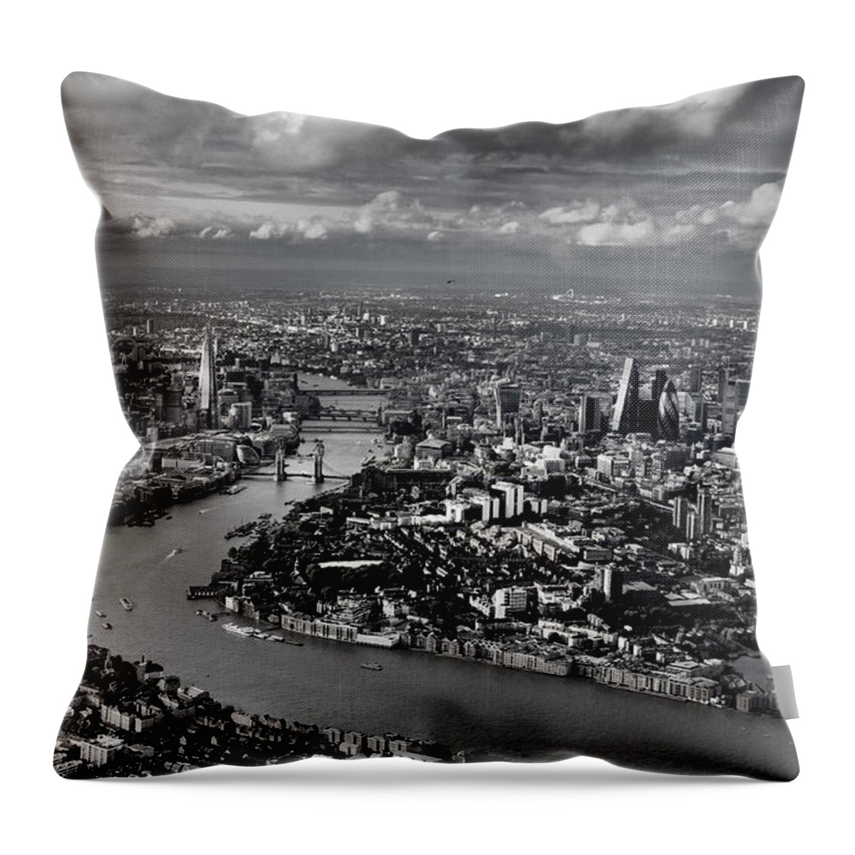 London Throw Pillow featuring the photograph Aerial view of London 4 by Mark Rogan