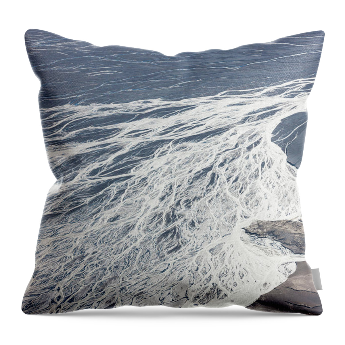 Water Throw Pillow featuring the photograph Aerial View Of River System by Guðmundur Tómasson