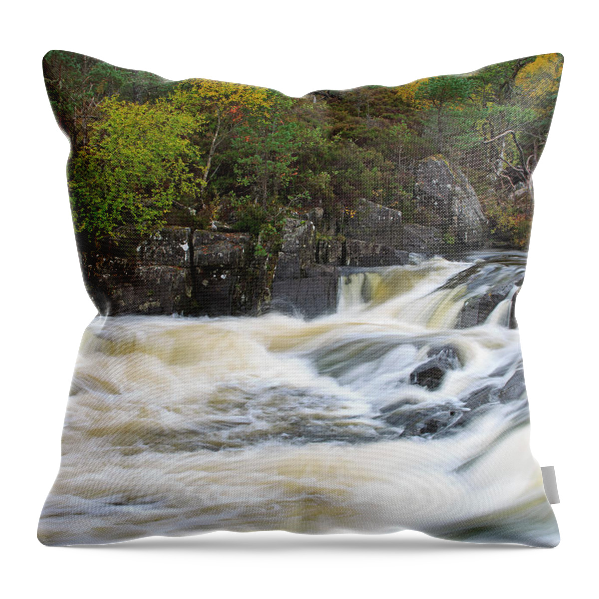 Scenics Throw Pillow featuring the photograph Affric River In Autumn, Scottish by Louise Heusinkveld