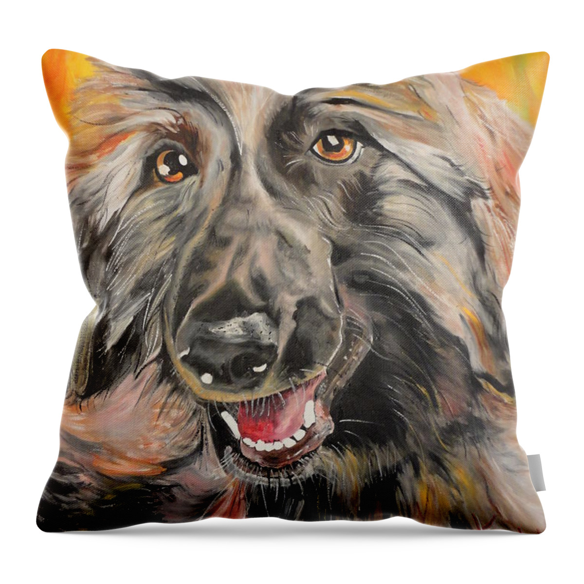 Afghan Throw Pillow featuring the painting Afghan by PainterArtist FIN