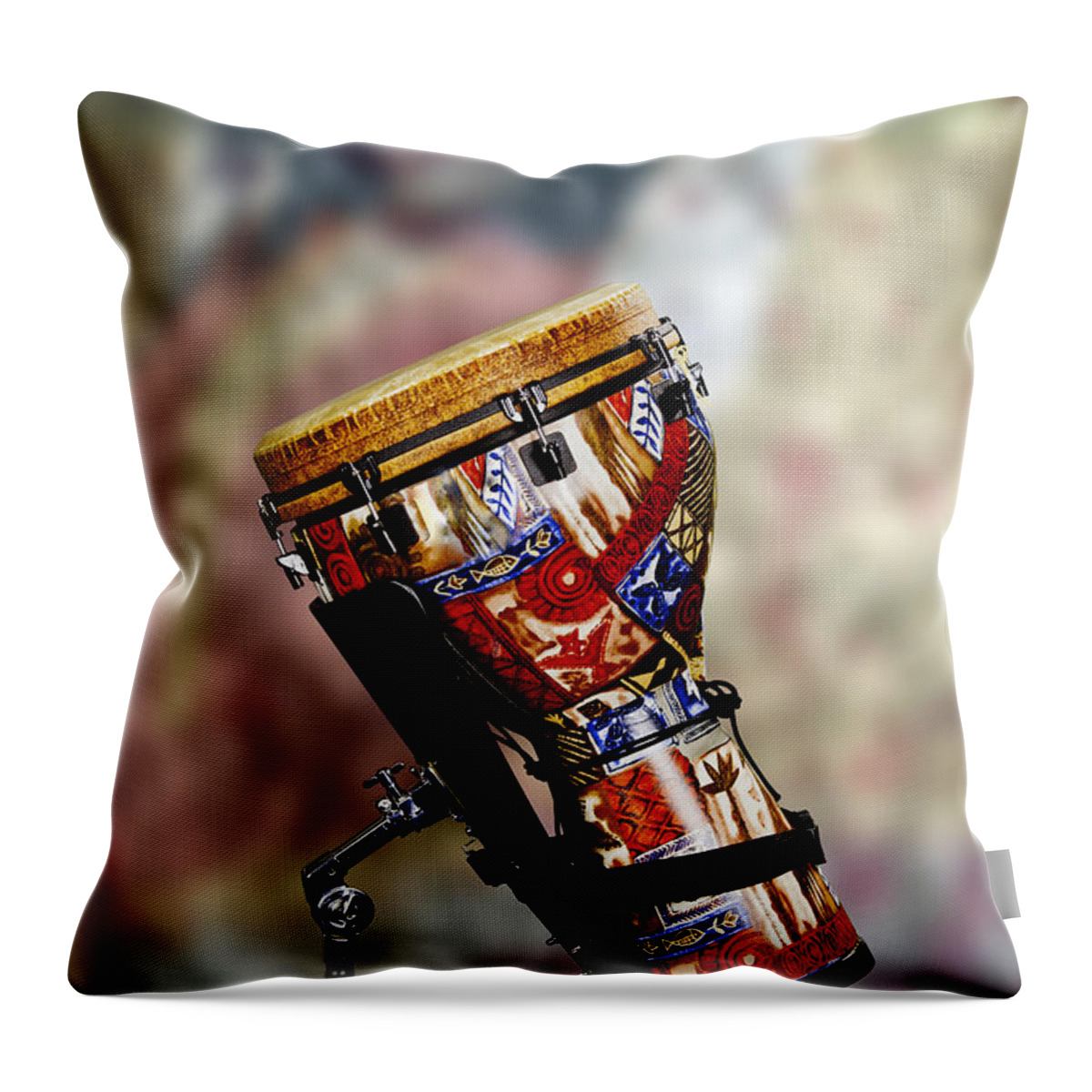 Djambe Throw Pillow featuring the photograph Africa Culture Drum Djembe in Color 3236.02 by M K Miller