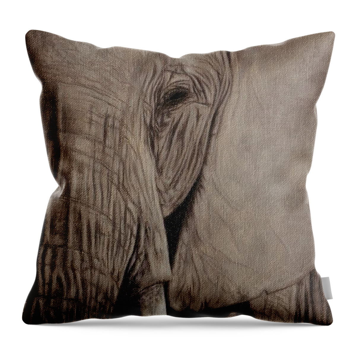 African Elephant Throw Pillow featuring the painting African Elephant Painting by Rachel Stribbling