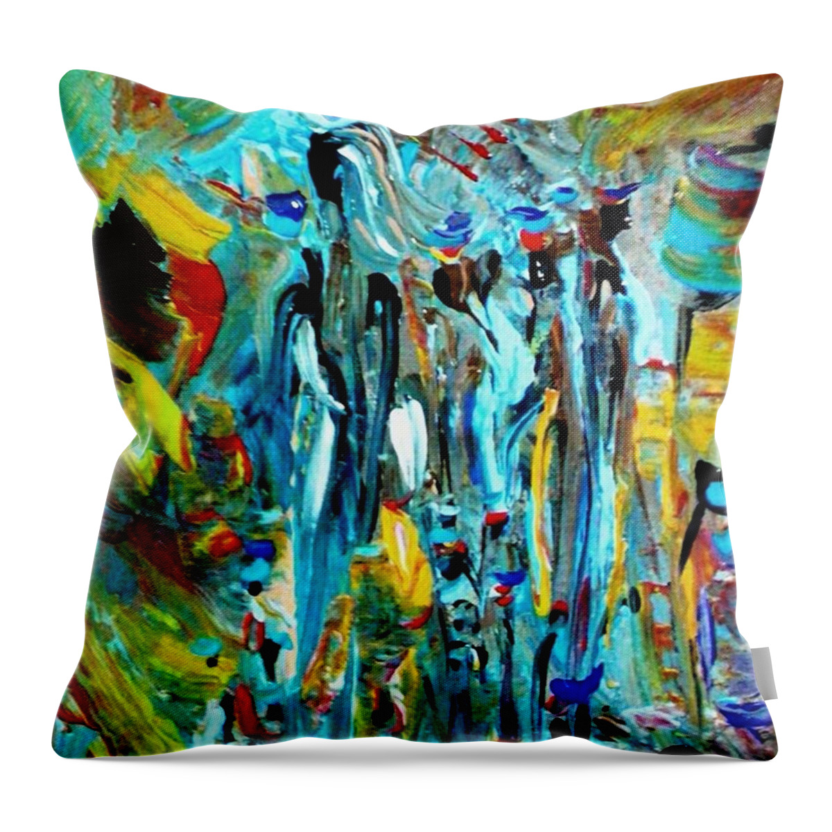 Tribal Throw Pillow featuring the painting African Tribe Festivals by Kelly M Turner