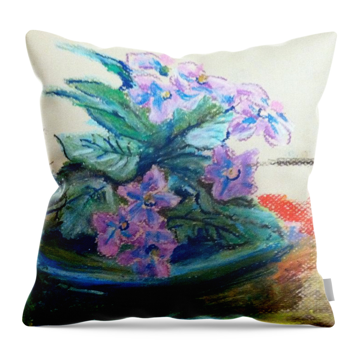  Throw Pillow featuring the painting African Violet by Hae Kim