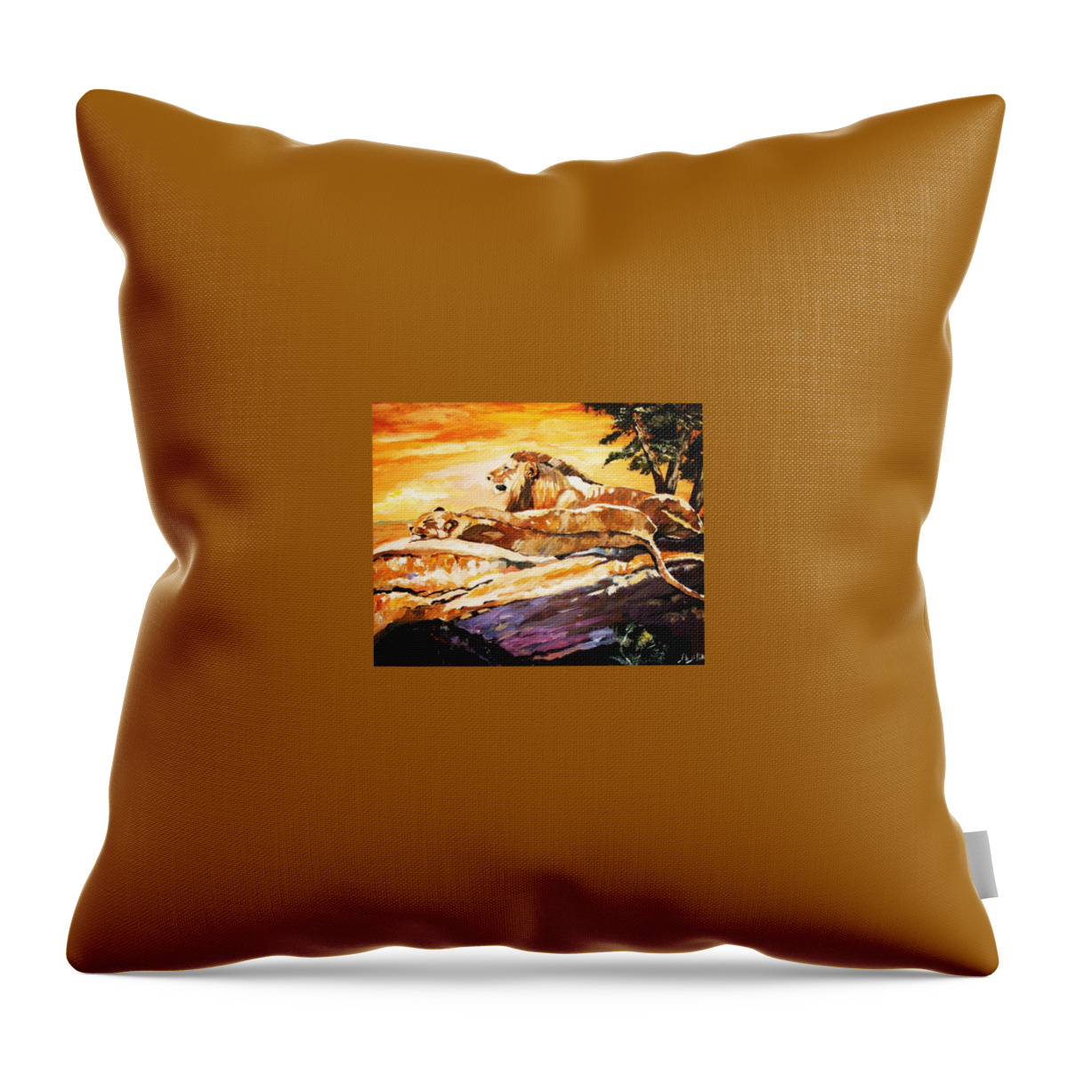 Animals Throw Pillow featuring the painting After the Hunt by Al Brown