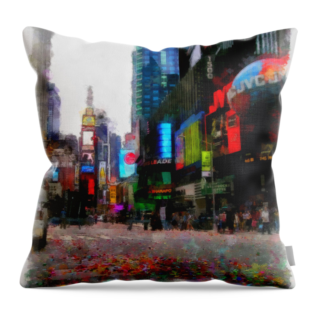 Manhattan Throw Pillow featuring the photograph After the Parade by Mick Flynn