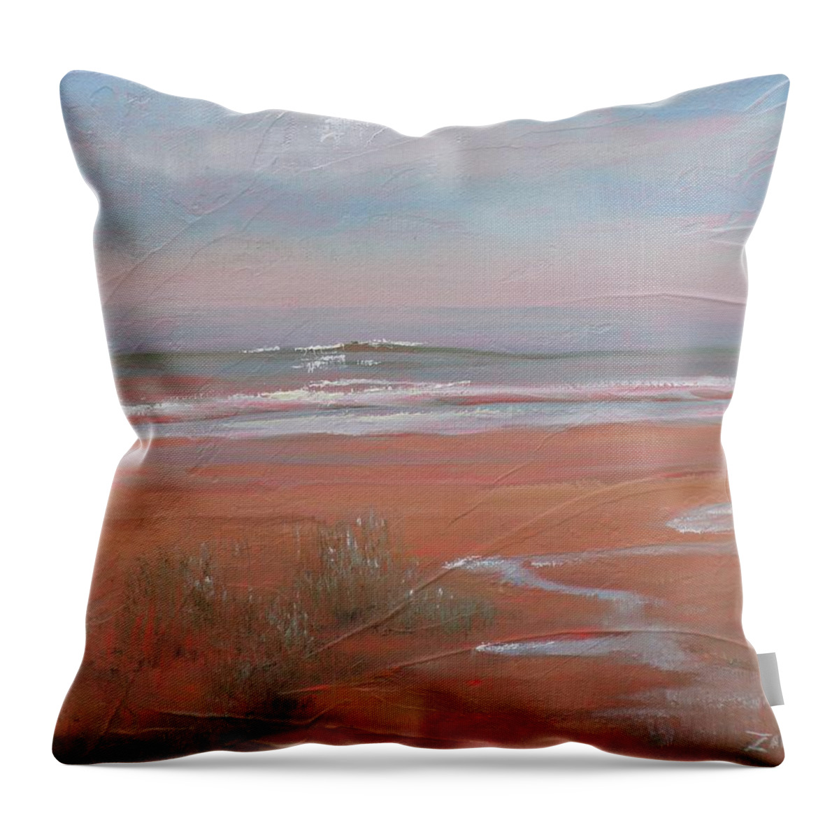 Ocean Throw Pillow featuring the painting After the Rain by Laura Lee Zanghetti