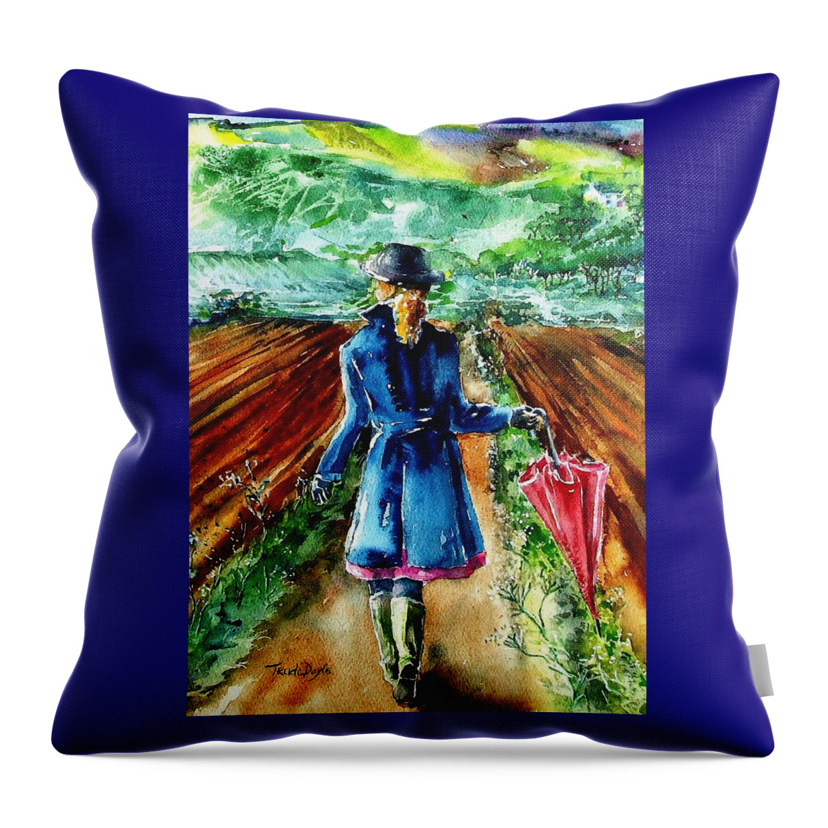 Spring Showers Throw Pillow featuring the painting After the Showers by Trudi Doyle