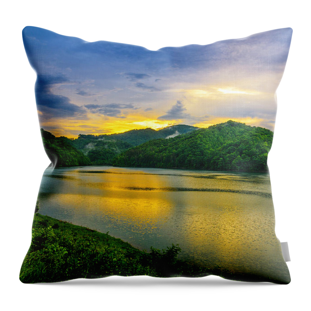 Martins Fork Lake Throw Pillow featuring the photograph After the storm by Anthony Heflin