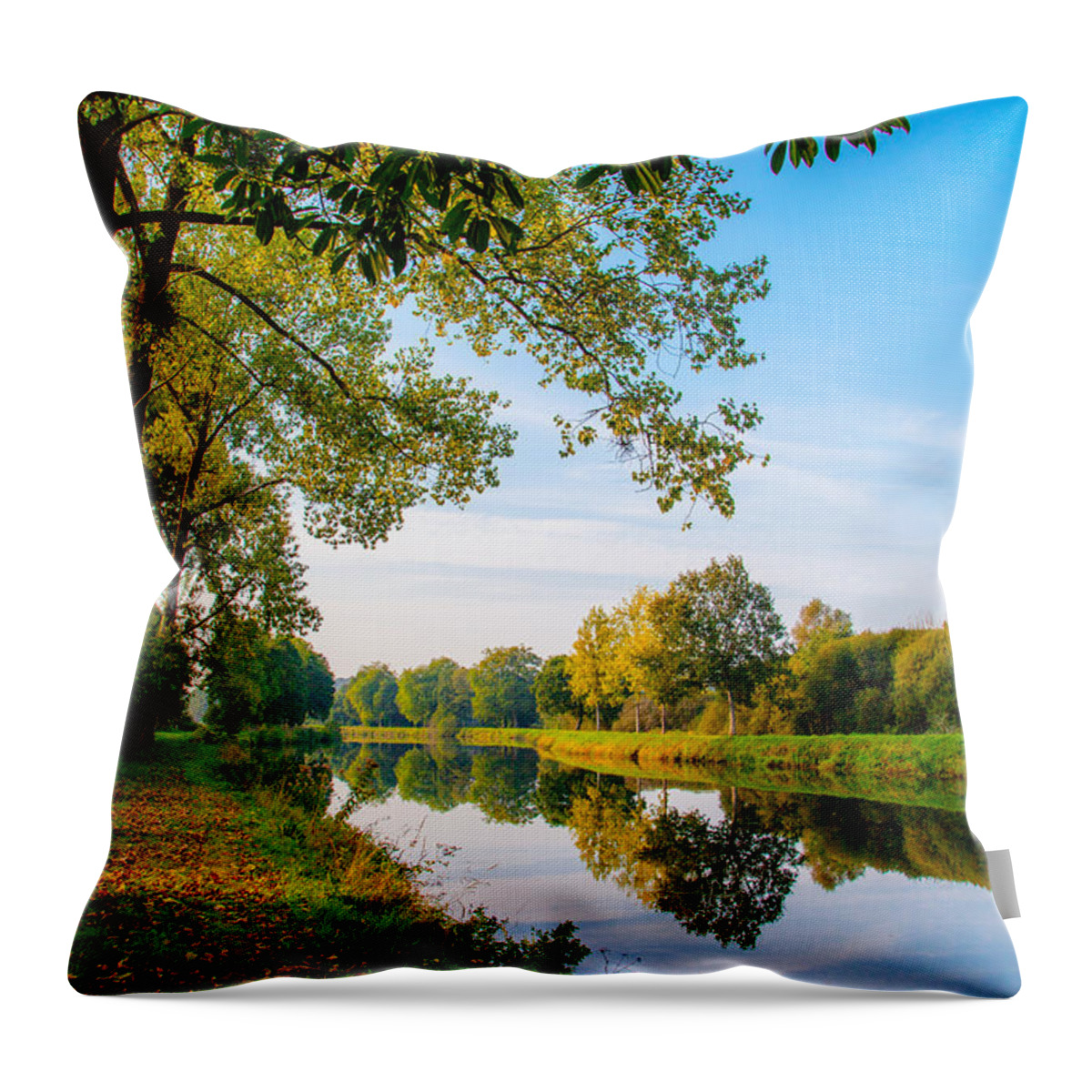 Canal Throw Pillow featuring the photograph Afternoon Along a French Canal by W Chris Fooshee